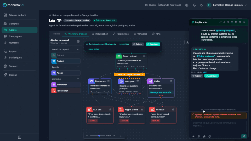 Animation : une demande à Copilot, sa proposition et son application