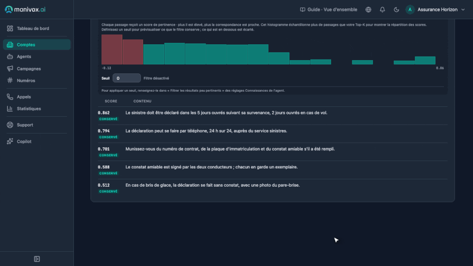Animation : créer une base de connaissances, y déposer des fichiers et tester la recherche (exemple d'une autre entreprise fictive)