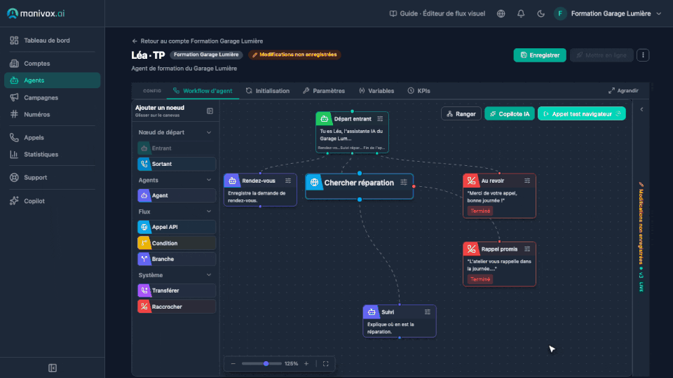 Animation : régler un nœud Appel API en mode Service Web
