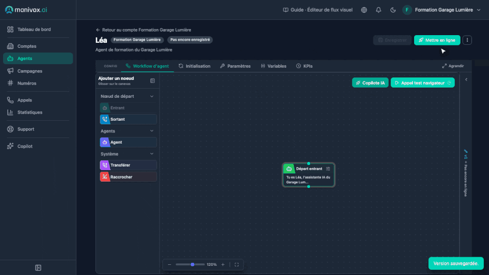 Animation : créer le workflow d'agent « Léa » et régler son départ