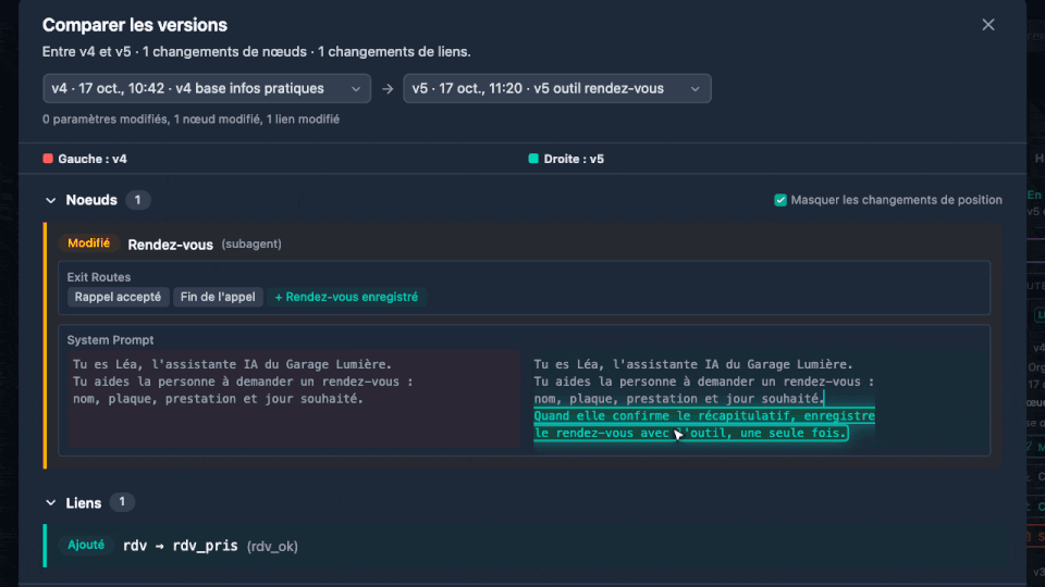 Animation : enregistrer une version, la mettre en ligne et comparer deux versions