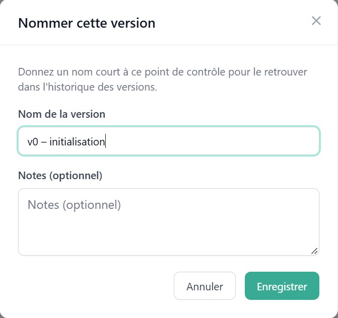 La fenêtre « Nommer cette version »